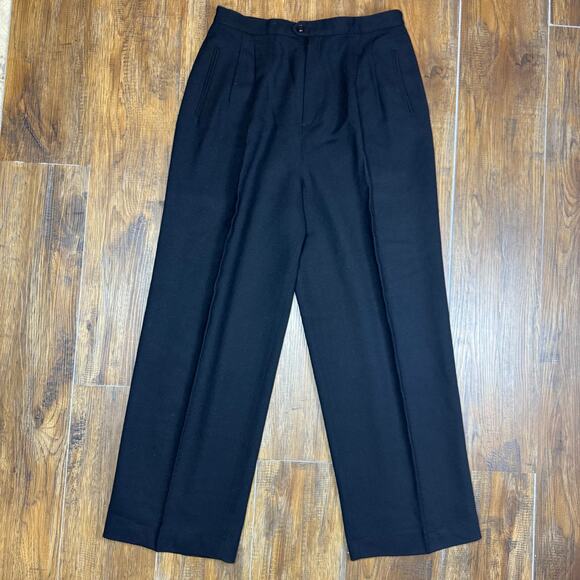 Kasper Pants - Kasper and Company A.S.L. 100% WOOL black dress pants size 14 wide leg pleats